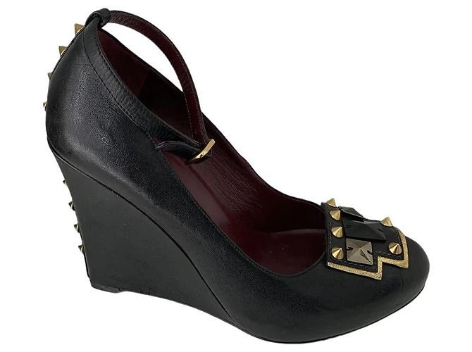 Marc by Marc Jacobs Keilsandaletten Schwarz Leder mit Nieten
