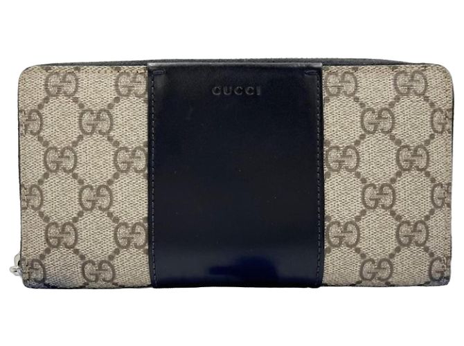 Gucci GG Supreme Long Wallet Black Beige
