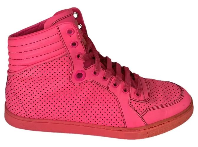 Zapatillas altas Gucci Coda rosa neón de piel