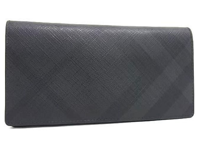 Portafoglio lungo bifold da uomo Burberry in nero