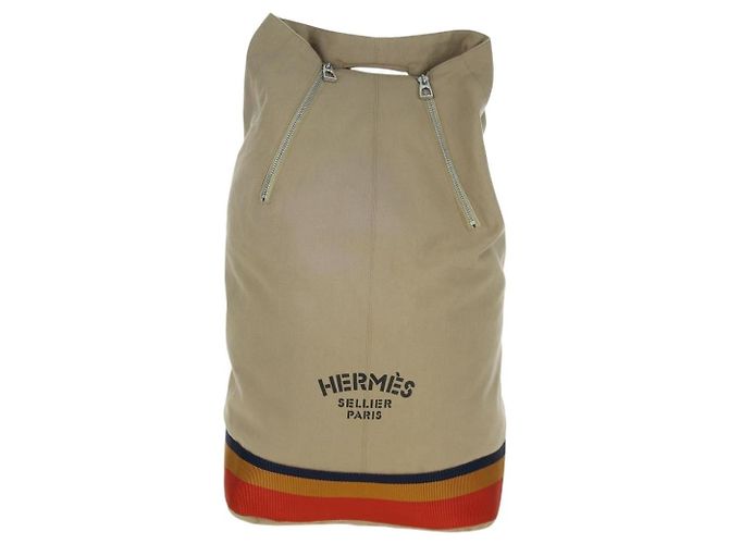 Hermès Borsa a tracolla Cavalier in Tela e Nylon Hermes Beige