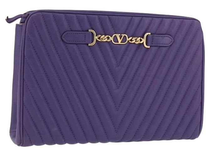 VALENTINO Borsa Clutch in Pelle Viola Oro Auth YKZ076 D'oro Porpora