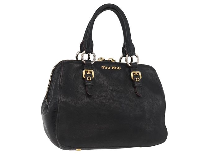 Borsa a Mano Miu Miu in Pelle Nera e Oro Auth bs34362 Nero D'oro