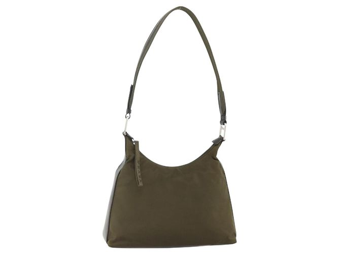 Borsa a Spalla PRADA Nylon Khaki Argento Autentica 174401 Cachi