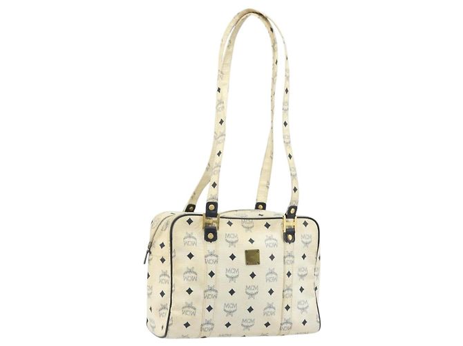 Borsa Tote MCM Logogram Vicetos in pelle PVC bianca e oro Auth YKZ095 Bianco D'oro