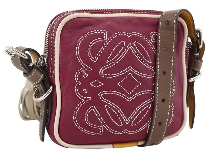 LOEWE Borsa a Spalla Anagramma Pelle Argento Rossa Auth 172343V Rosso