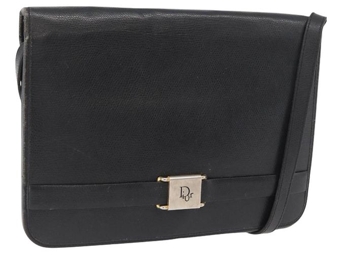 Christian Dior Schultertasche aus Leder Schwarz Gold Auth ka3727 Golden