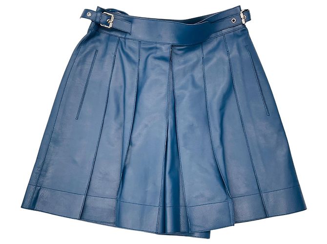 Bermuda de couro de bezerro azul Hermès