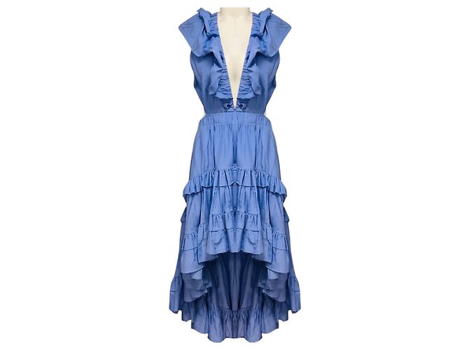 Vestido Maxi Ruffle Iris Azul Magali Pascal