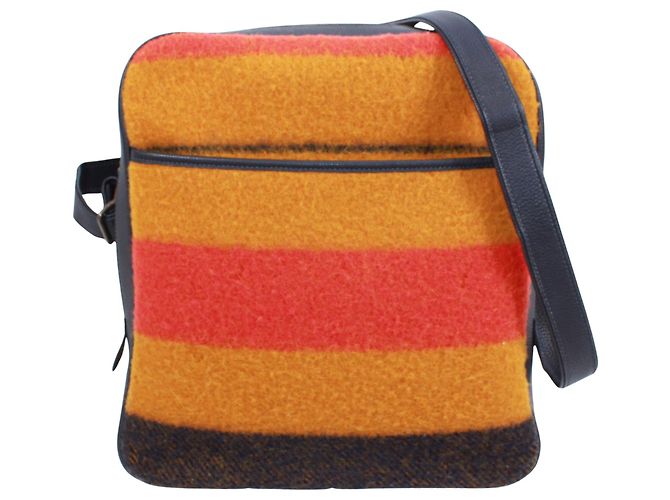 Bolsa de Ombro Rocabar Victoria da Hermès Laranja Amarelo Azul marinho