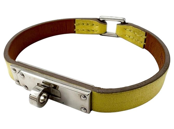 Pulsera Micro Kelly de Hermès en cuero amarillo
