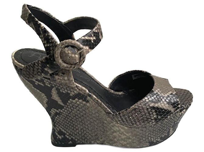 Alice + Olivia Wedge Sandalen im Python-Effekt – Leder – Plattformabsatz – Größe 39 Python drucken