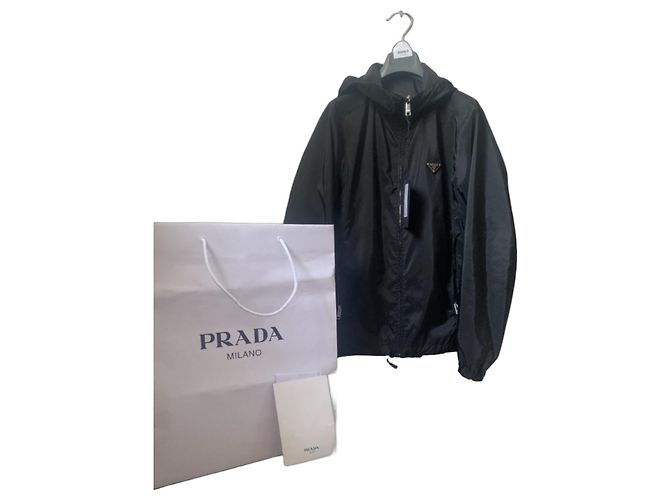 Wendbare schwarze Prada Kapuzenjacke Anthrazitgrau