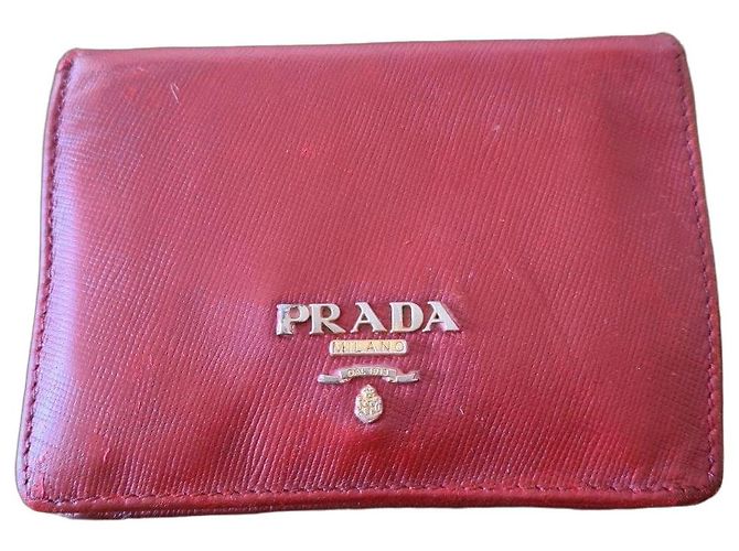 Saffiano Prada red leather wallet
