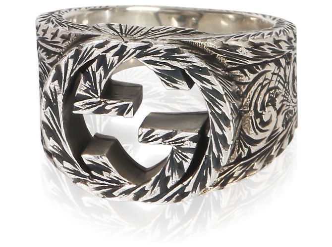 Anello Paisley in Argento Sterling Interlocking G di Gucci