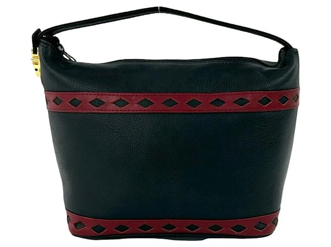 Sac à main en cuir noir et rouge Yves Saint Laurent 