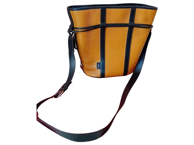 Borsa a secchiello Lancel in pelle gialla e nera Nero Giallo