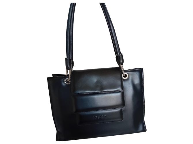 Azzaro schwarze Lederhandtasche