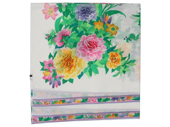 Autre Marque Bufanda de algodón con estampado de flores blancas Blanco