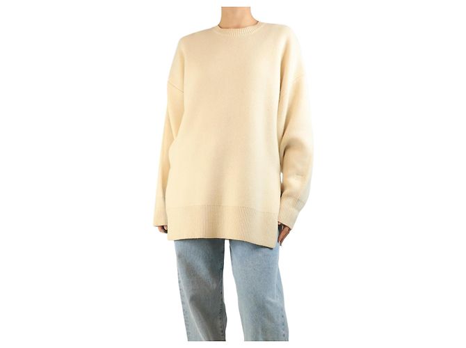 Totême Creme Doppelstrickpullover - Größe S Roh 