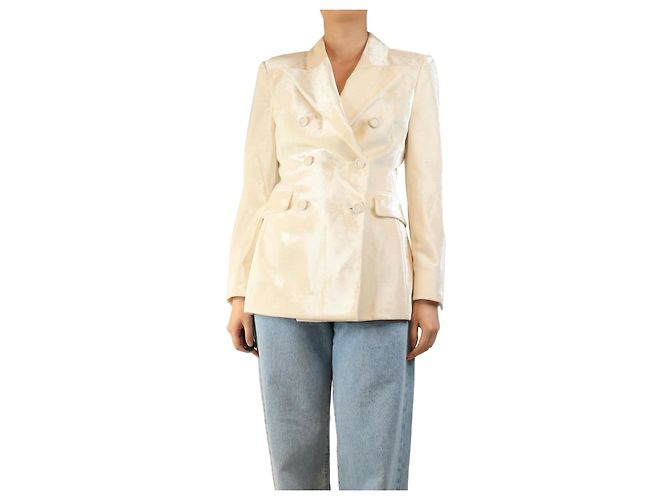 Ermanno Scervino Creme Samt-Doppelreiherjacke - Größe UK 10 Roh