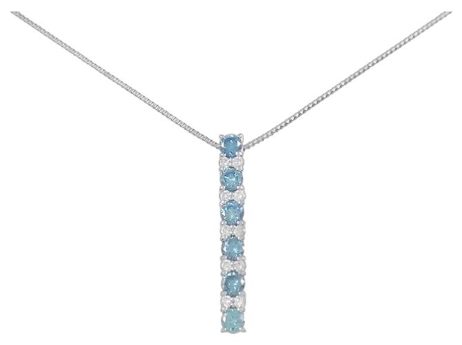Autre Marque Platin-Diamant-Halskette Silber