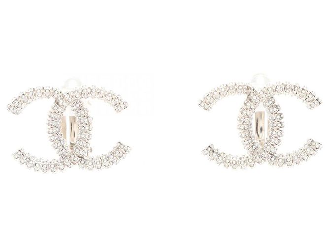 Chanel Coco Mark A23P Clip Ohrringe Silber