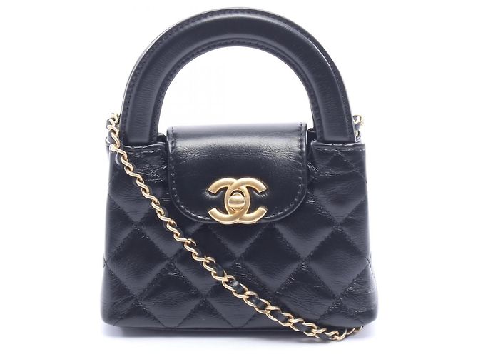Borsa a spalla in pelle nera trapuntata Chanel Nero