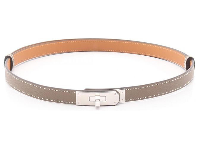 Hermès Cinto Hermes Kelly em couro Epsom cinza Marrom Prata