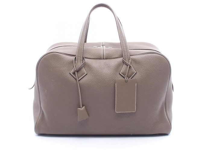 Bolsa Boston Victoria 43 da Hermès Marrom Taupe