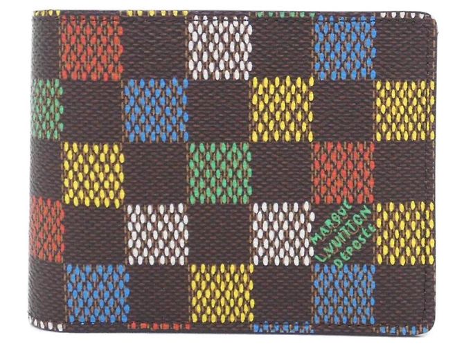 Portafoglio Slender Billfold Damier LV Bars di Louis Vuitton Marrone Multicolore