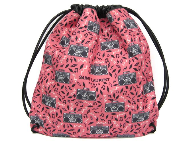Saint Laurent Teddy Drawstring Bag 553919 Black Pink