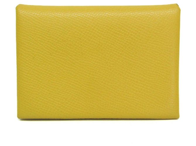Hermès Hermes Calvi Duo Epsom Leather Card Case in Yellow