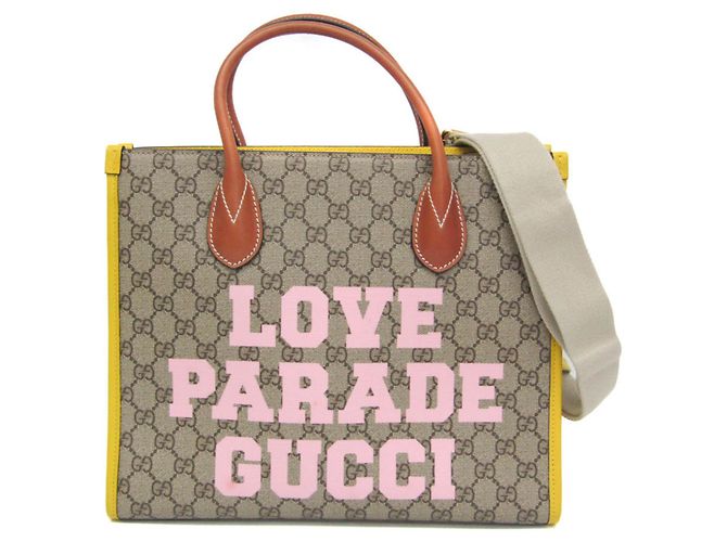 Sac à main en cuir GG Supreme pour femme de Gucci Rose Beige Jaune