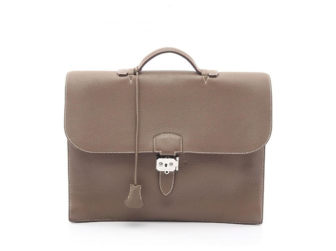 Hermès Bolsa Hermes Sac à Dépêches 38 Marrom Taupe