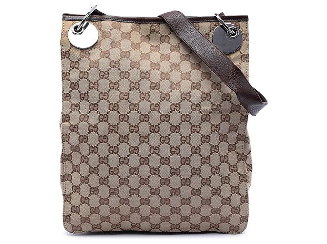 Borsa a tracolla Gucci in tela GG beige Eclipse