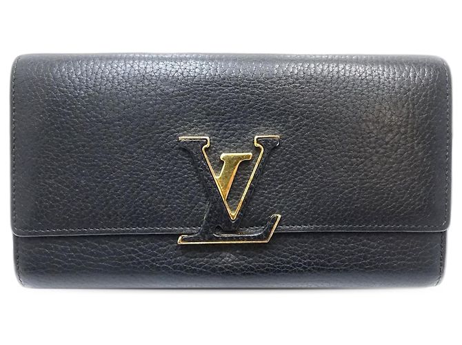 Louis Vuitton Black Taurillon Capucines Long Wallet
