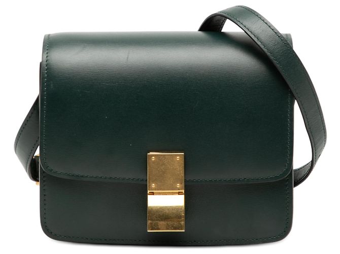 Classic Box Céline Celine Vert Petit Sac en Cuir de Veau Classique Vert foncé