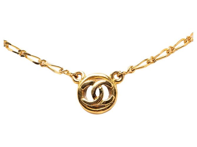 Timeless Vintage Gold Anhänger Halskette Chanel Coco Mark Golden