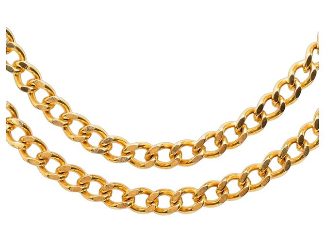Collar de cadena doble chapado en oro Chanel Dorado