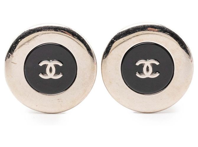 Orecchini rotondi vintage Chanel Coco Mark 97A Nero