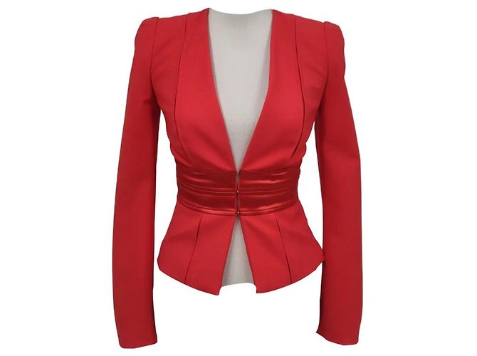 Elisabetta Franchi Jacke in Rot mit Satin-Details