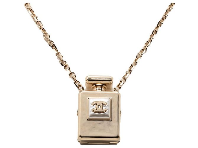 Collar Colgante de Cadena en Botella de Perfume Chanel Coco Mark Dorado