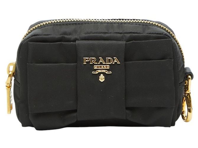 Ribbon Pochette con logo a nastro Prada Nero
