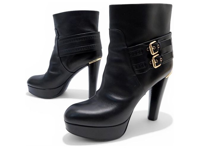 STIVALI ANKLE LOUIS VUITTON 40 PELLE NERA Nero