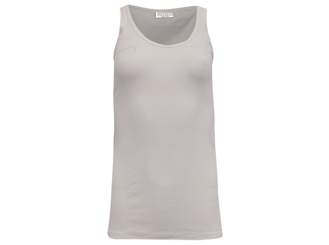 Top sin mangas Brunello Cucinelli en algodón blanco Crudo