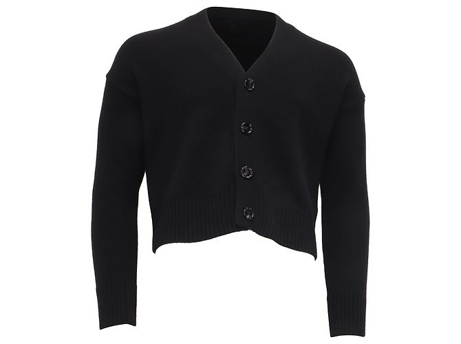 Kurzer Cardigan AMI Paris aus schwarzer Merinowolle