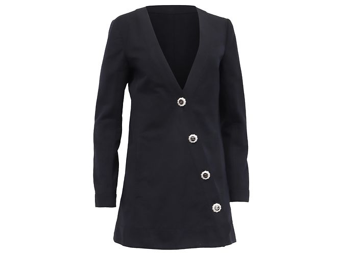 Timeless Chaqueta Chanel con cierre de botón asimétrico en algodón negro