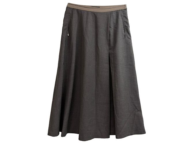 Saia midi A-Line em lã marrom Max Mara Weekend Vermelho