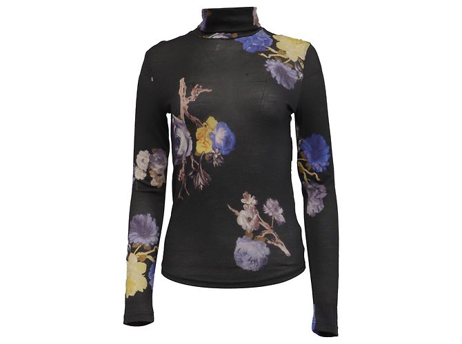 Acne Studios Cleo Turtleneck Top in Floral Print Wool